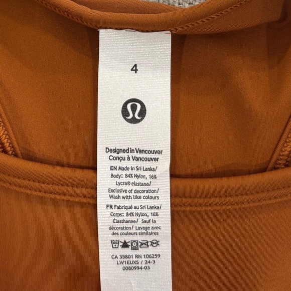 NWT Lululemon Nulux Racerback Cropped Run Tank Top Size 4 In Butternut Brown - Picture 5 of 5